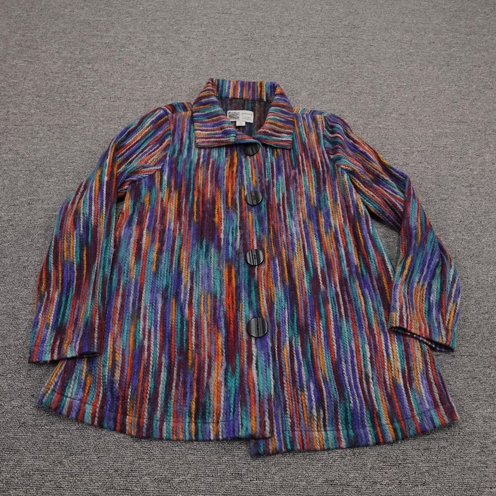 Habitat Coat Womens Small Multicolor Striped Knit Button Front Lined Pockets